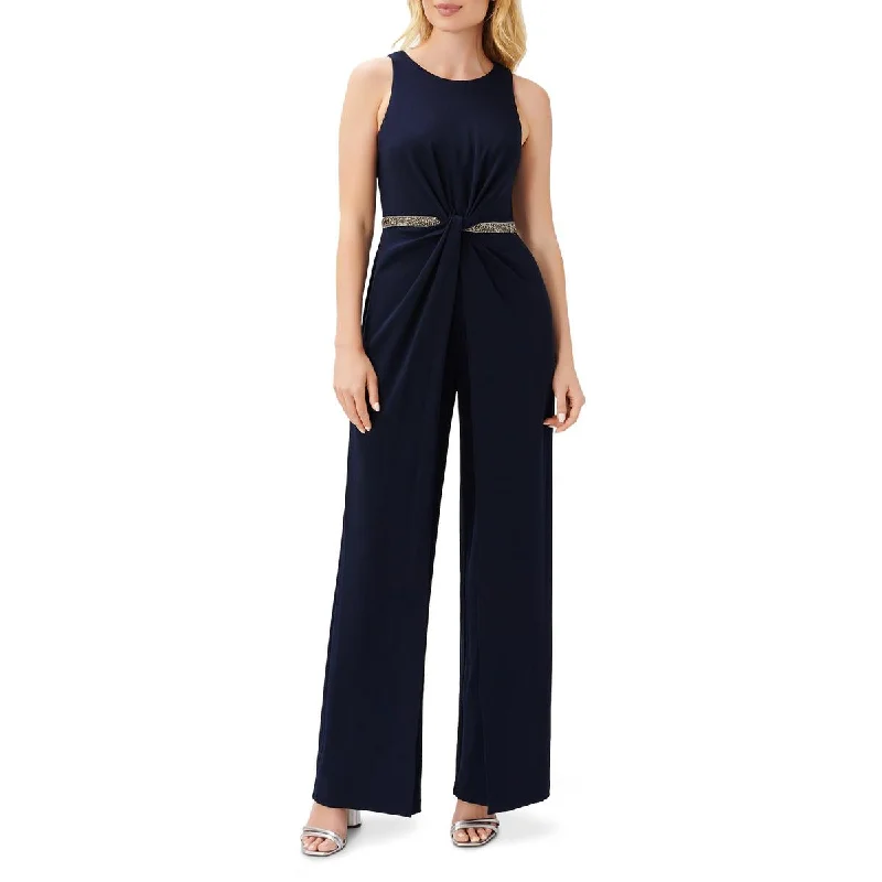 Adrianna Papell Womens Crepe Embellished Jumpsuit