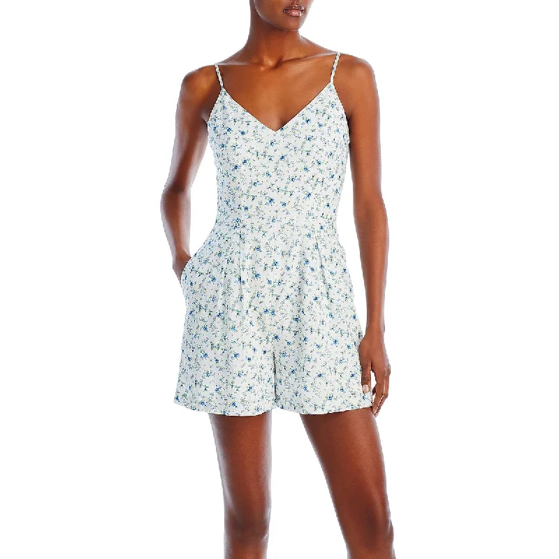 Aqua Womens Sleeveless Floral Print Romper