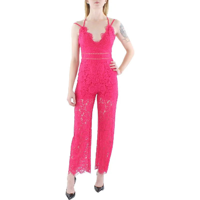 Bebe Womens Lace Ladderstitch Jumpsuit