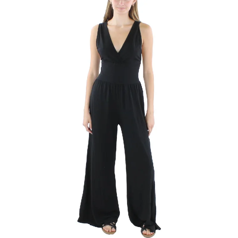 Bobi Womens V Neck Cotton Jumpsuit