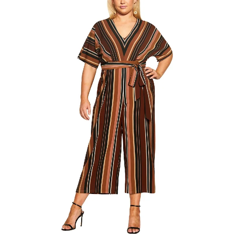 City Chic Womens Plus Striped  Jumpsuit