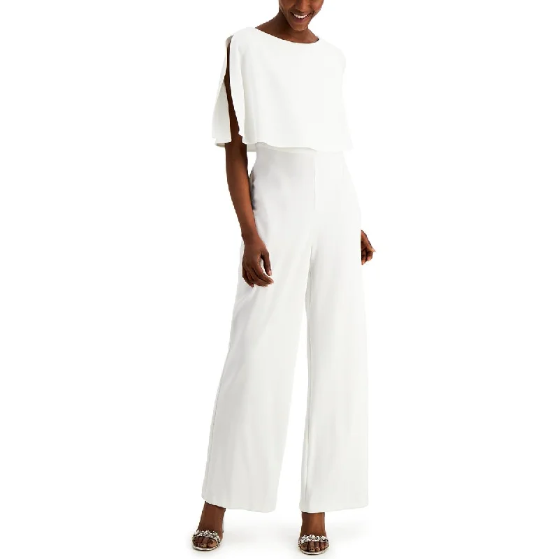 Connected Apparel Womens Plus Capelet Wide Leg Jumpsuit