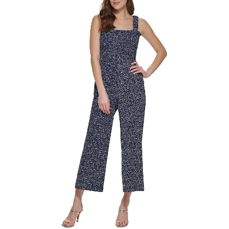 DKNY Womens Cropped Sleeveless Jumpsuit