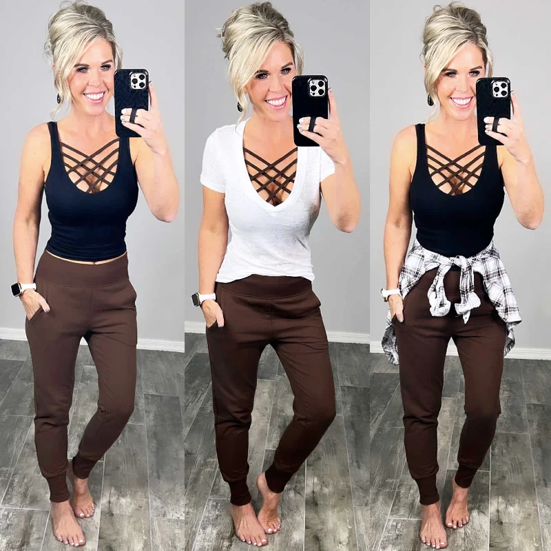 Lounging Around Joggers - Brown