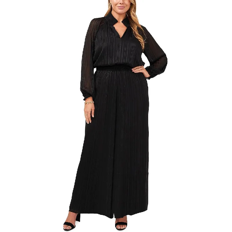 MSK Womens Plus Wide Leg V-Neck Jumpsuit