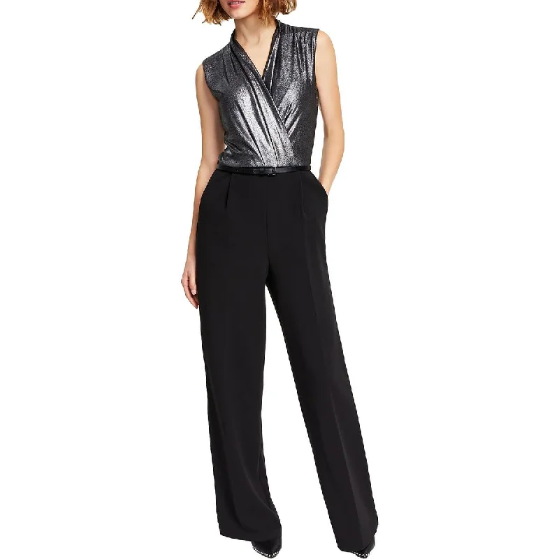 Tommy Hilfiger Womens Glitter Wide Leg Jumpsuit