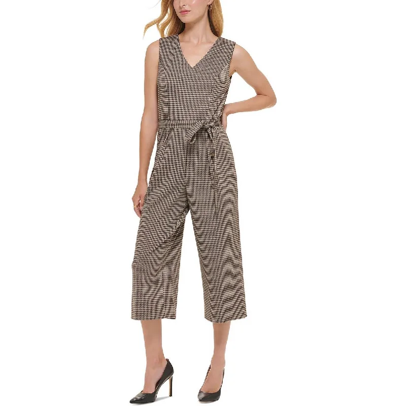 Tommy Hilfiger Womens Ponte Houndstooth Jumpsuit