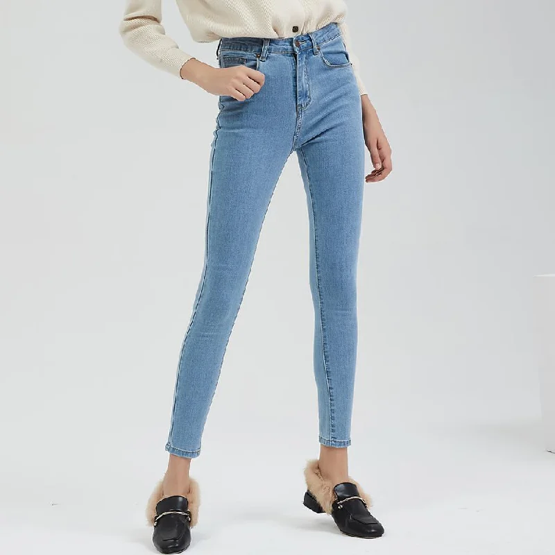 FashionSierra - Women Washed High Waist Stretched Pants