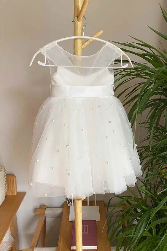 Adorable Ivory Toddler Dress with Pearls