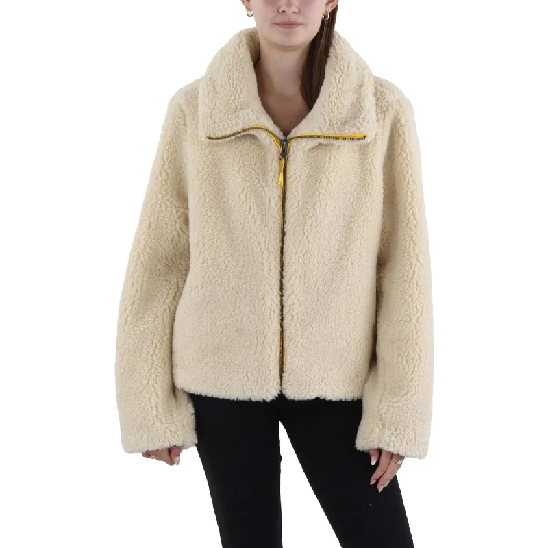 Apparis Womens Tamika Sherpa Zip Hem Teddy Coat