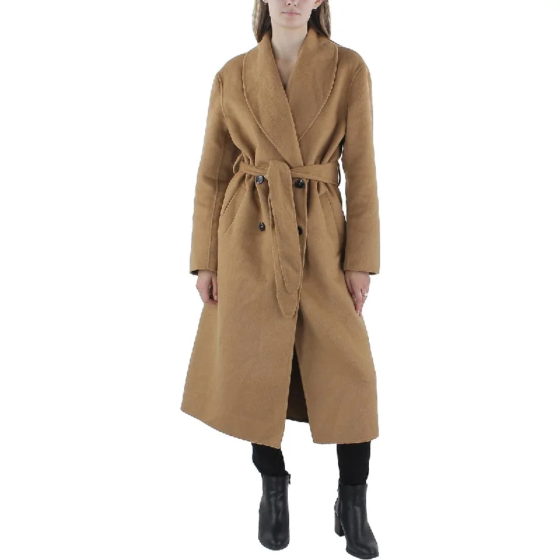 Avec Les Filles Womens Double-Breasted Cold Weather Trench Coat