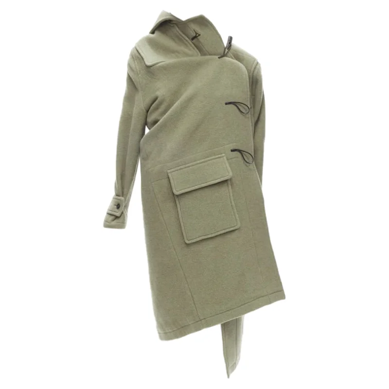 Balenciaga Runway Pulled khaki  toggle wrap coat