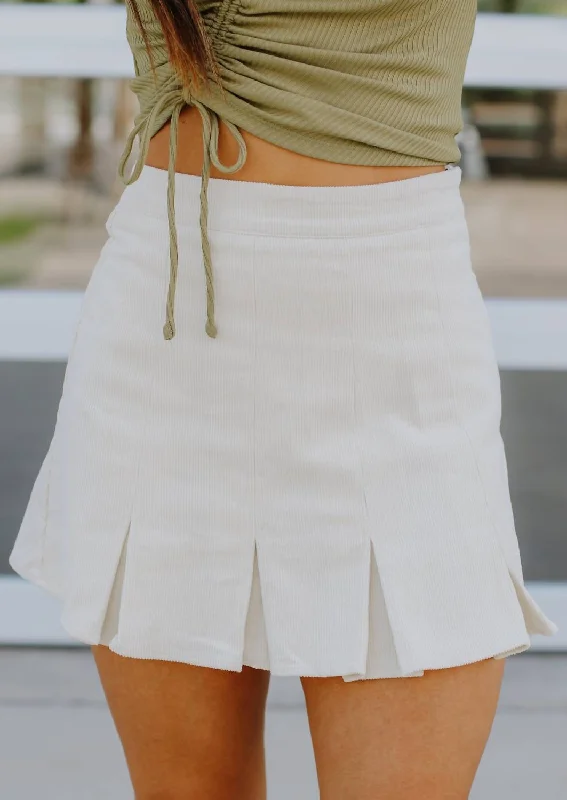 Best In Class Corduroy Tennis Skirt In Cream