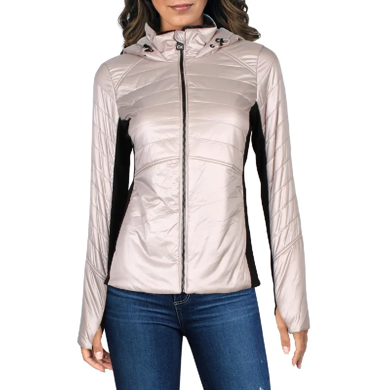 Calvin Klein Performance Womens Quilted Colorblock Puffer Jacket