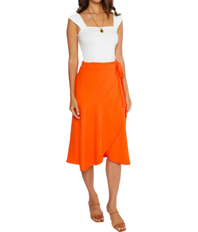 Cora Wrap Skirt In Orange