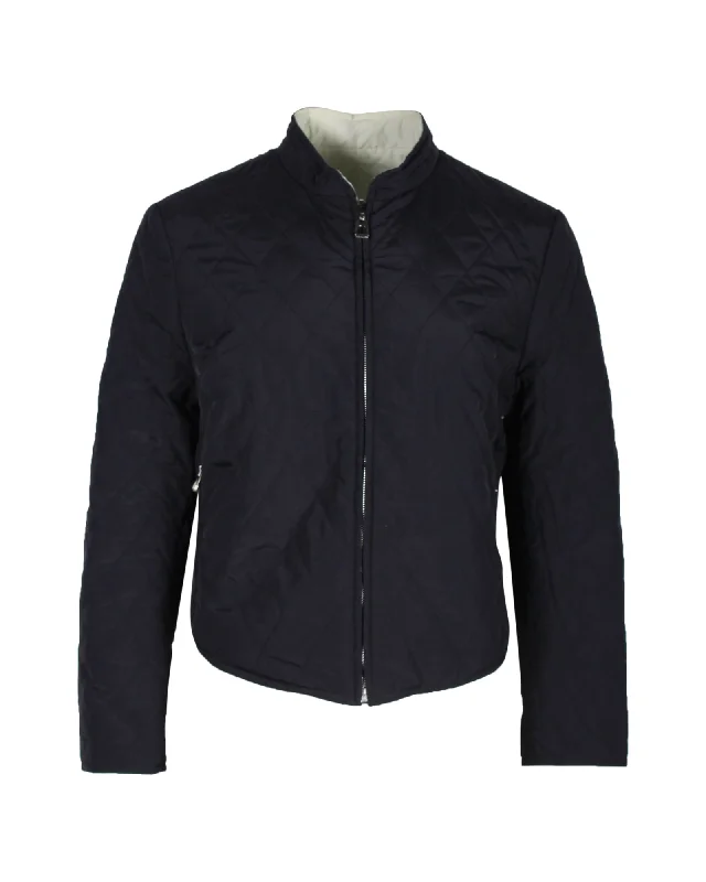 Hermès Quilted Reversible Jacket in Navy Blue Polyamide