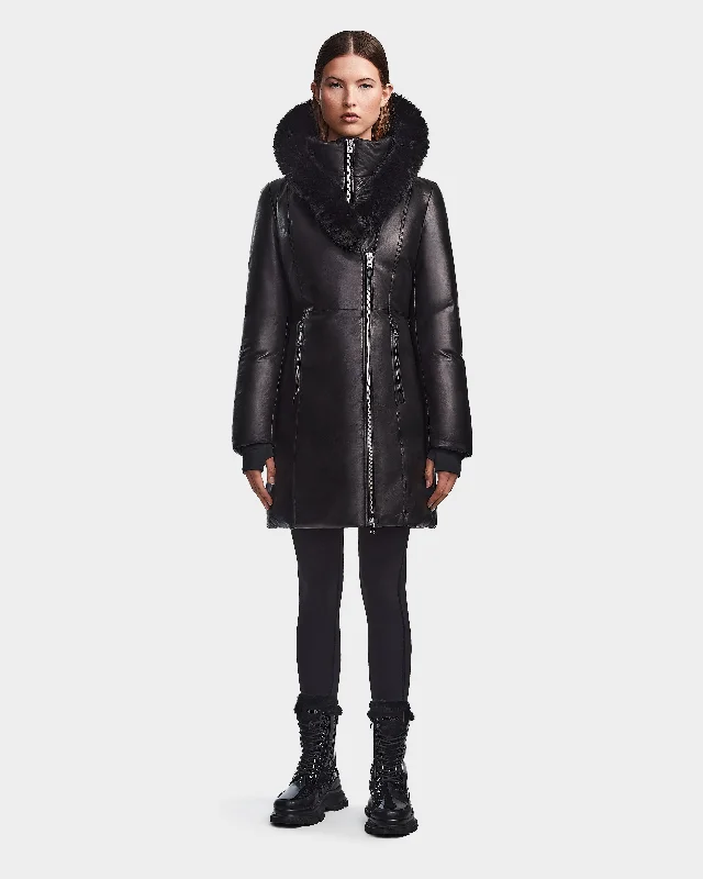 MAIA X WOMEN'S LEATHER DOWN FITTED PARKA