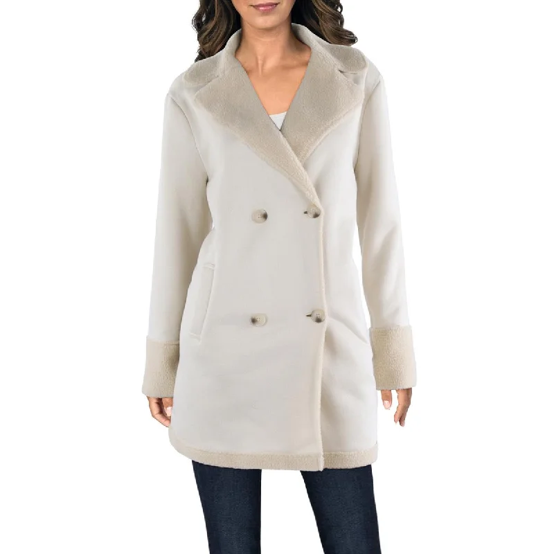 PLM Womens Faux Shearling Lined Midi Overcoat