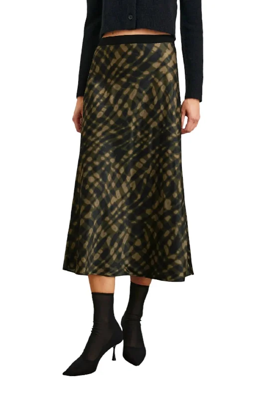 Pull On Midi Skirt In Berlin Cypress