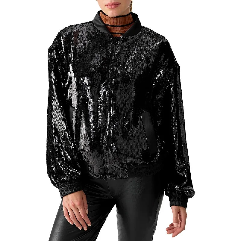 Sanctuary Womens Sloan Sequined Lightweight Bomber Jacket