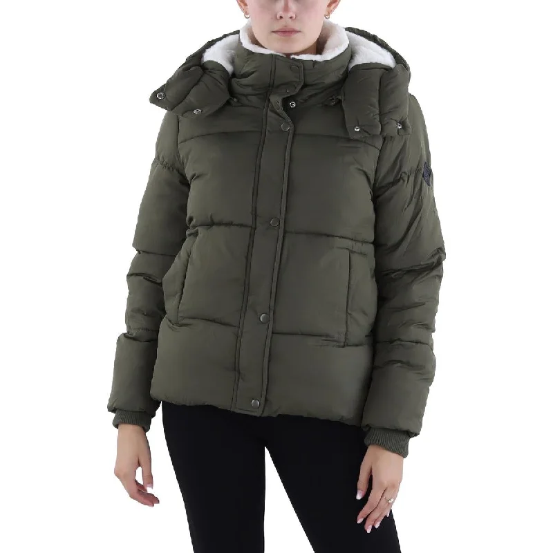 Steve Madden Womens Fleece Lined Quilted Puffer Jacket