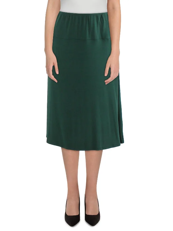 Womens Solid Rayon A-Line Skirt