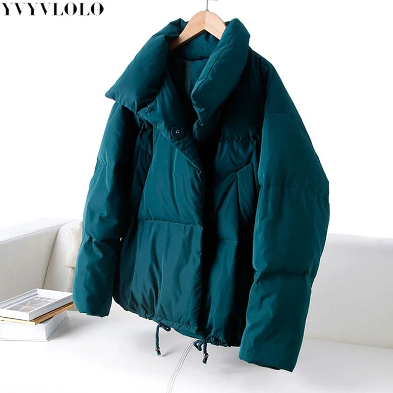 YVYVLOLO Autumn Winter Jacket Women Coat 2018 Fashion Female Stand Winter Jacket Women Parka Warm Casual  Plus Size Overcoat