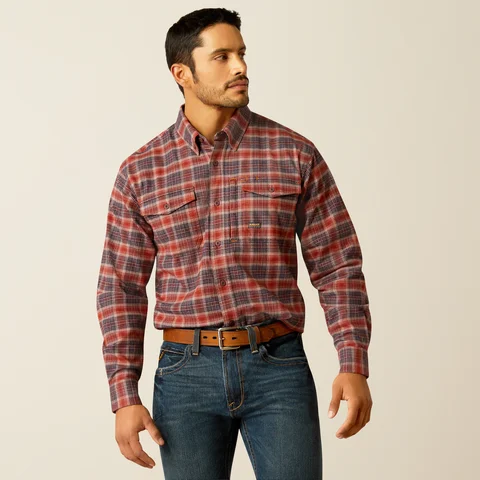 Men's Rebar Flannel DuraStretch Work Shirt - Burnt Henna