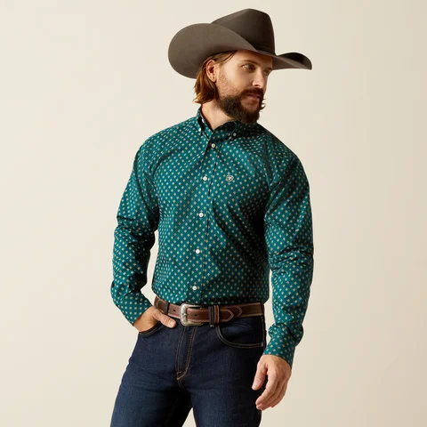 Men's Wrinkle Free Grover Fitted Shirt - Deep Teal