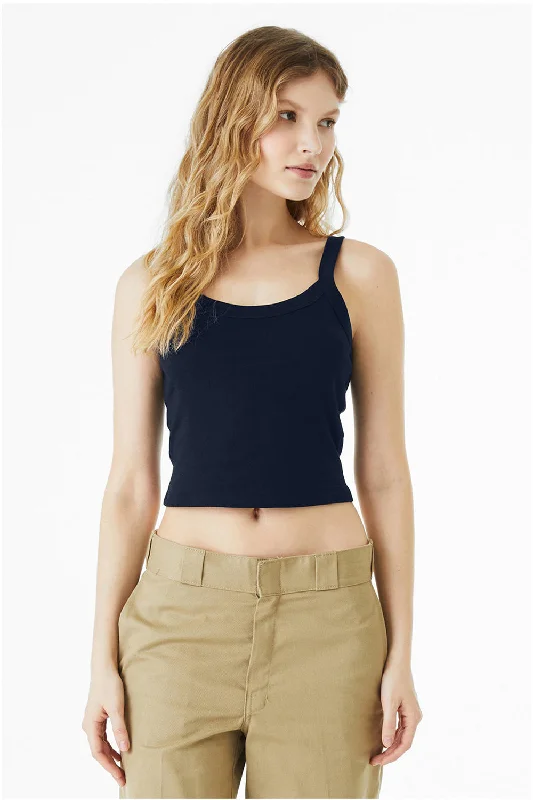 Bella + Canvas Womens Micro Ribbed Scoop Tank Top - Navy Blue