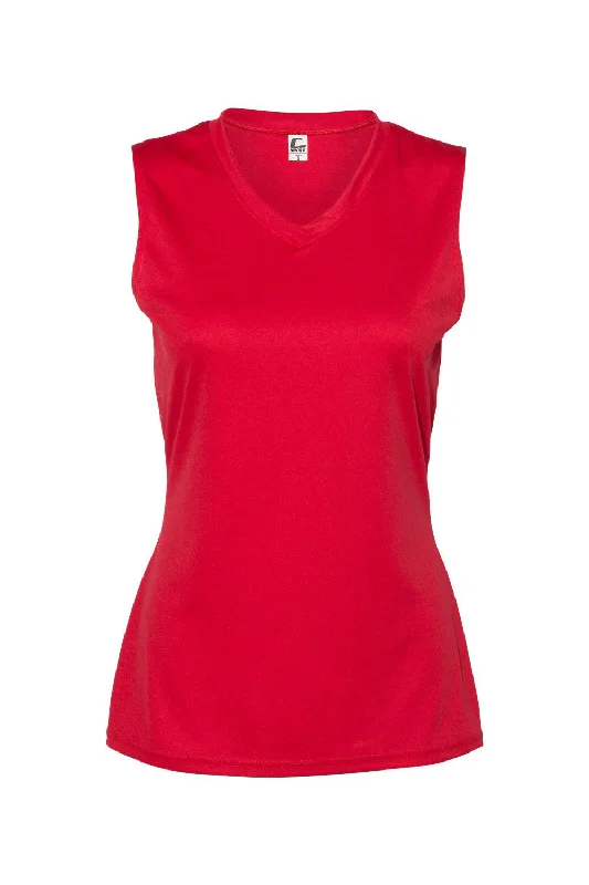 C2 Sport Womens Moisture Wicking V-Neck Tank Top - Red