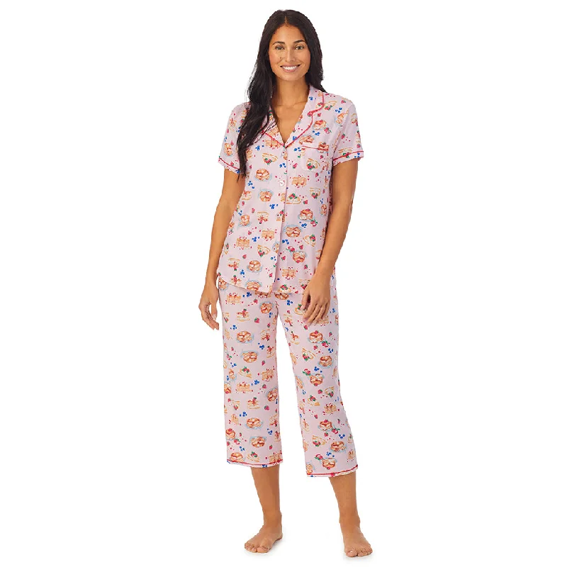 Cotton-Blend Short Sleeve Notch Collar 2-Pc Pajama Set