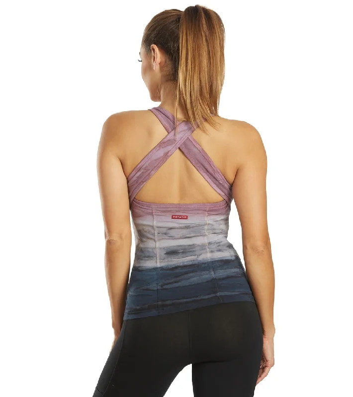 Hard Tail Open Back Support Tank Top Rainbow Horizon Pink Peach Navy