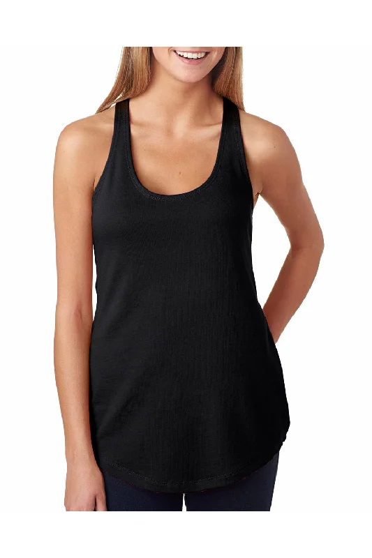 Next Level Womens French Terry Tank Top - Black - Closeout