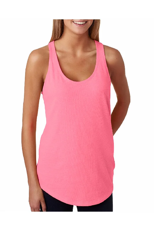 Next Level Womens French Terry Tank Top - Heather Neon Pink - Closeout