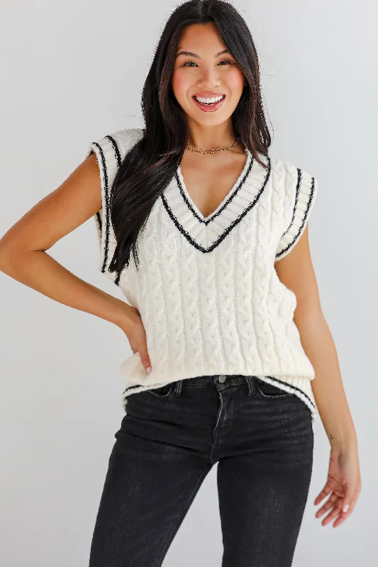 Posh Scholar Cable Knit Sweater Vest