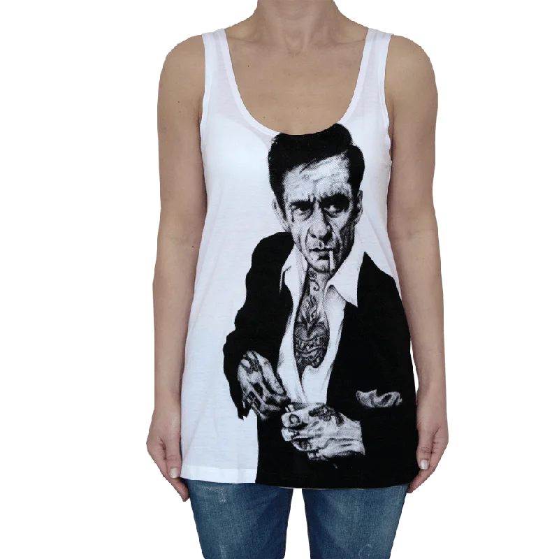 TOXICO "Tattooed Johnny Cash" Girly Tank Top (weiss)