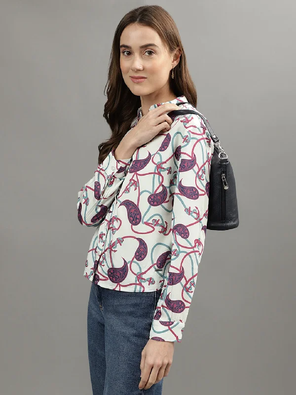 Iconic Women Multicolor Printed Spread Collar Full Sleeves Shirt