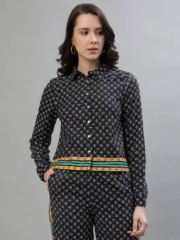 Iconic Women Multicolor Printed Spread Collar Full Sleeves Shirt