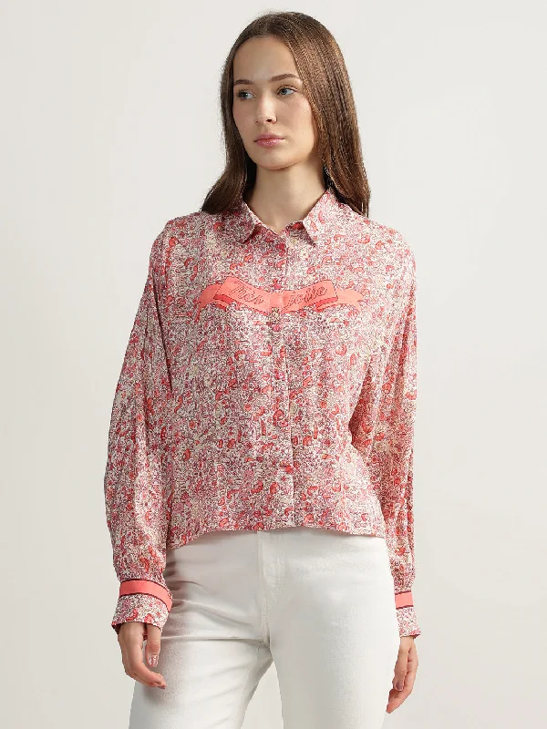 Iconic Women Multi Printed Spread Collar Full Sleeves Shirt