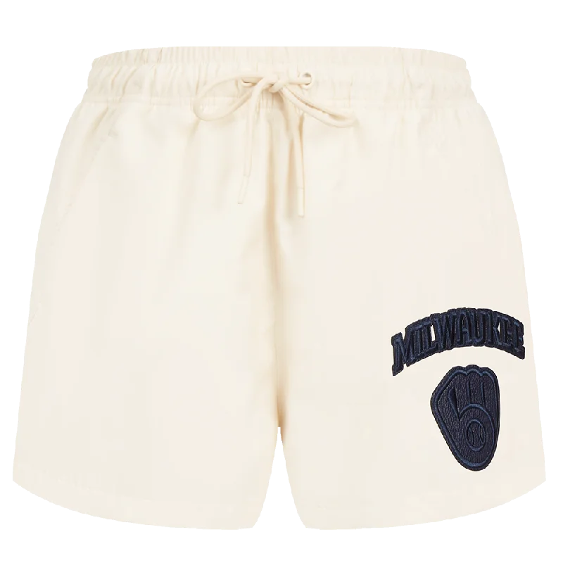 MLB MILWAUKEE BREWERS TRIPLE TONAL WOMEN'S WOVEN SHORT (EGGSHELL)