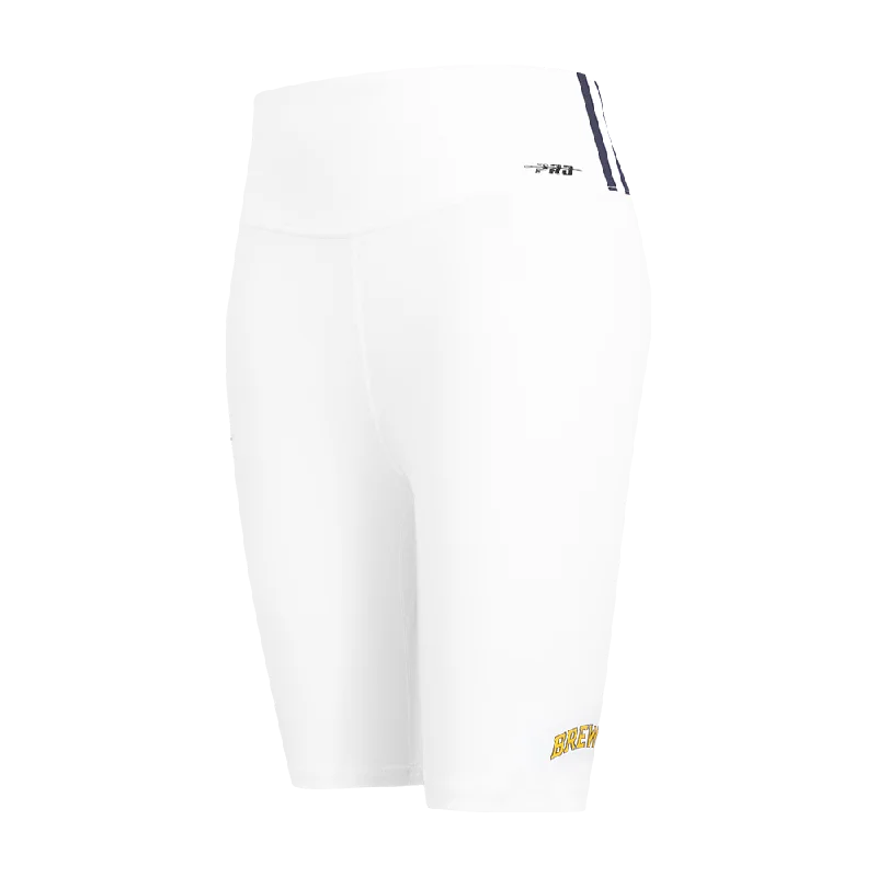 MLB MILWAUKEE BREWERS CLASSIC WOMEN'S CTN BIKE SHORT (WHITE)