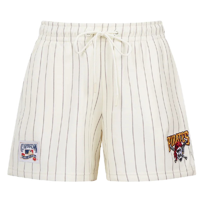 MLB PITTSBURGH PIRATES PINSTRIPE RETRO CLASSIC WOMEN'S FLC SHORT (EGGSHELL/ GREY)