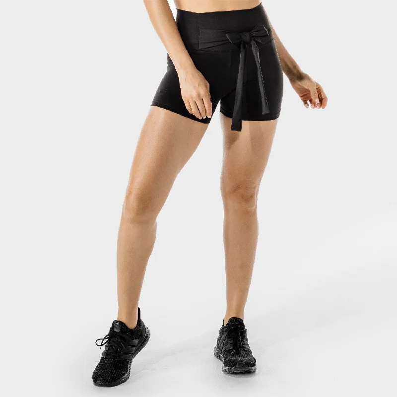 Women's Fitness - Tie Shorts - Black