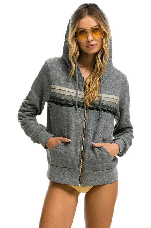 5 STRIPE HOODIE - HEATHER GREY // GREY