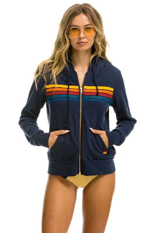 5 STRIPE HOODIE - NAVY