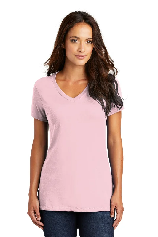 District Womens Perfect Weight Short Sleeve V-Neck T-Shirt - Light Pink