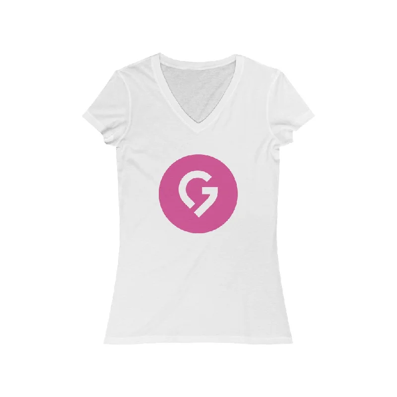 Grace Chapel Women's Short Sleeve V-Neck Tee | Pink Logo