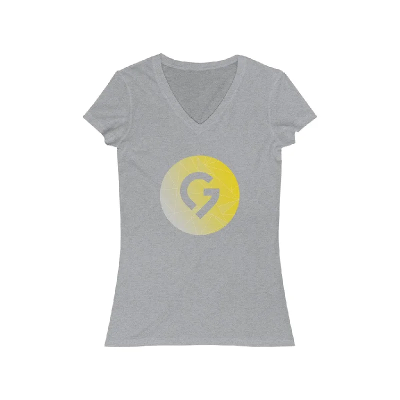 Grace Chapel Women's Short Sleeve V-Neck Tee | Yellow & Gray Logo