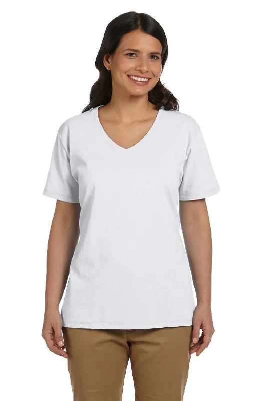 Hanes Womens ComfortSoft Short Sleeve V-Neck T-Shirt - White - Closeout